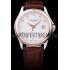 Patek Philippe Geneve Calatrava Crystal Studded Hour Marker White Dial Brown Leather Strap