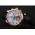 Patek Philippe Chronograph White Guilloche Dial Rose Gold Case Black Leather Strap