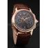 Swiss Patek Philippe Split Seconds Chronograph Black Dial Rose Gold Case Brown Leather Strap