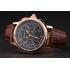 Swiss Patek Philippe Split Seconds Chronograph Black Dial Rose Gold Case Brown Leather Strap