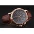 Swiss Patek Philippe Split Seconds Chronograph Black Dial Rose Gold Case Brown Leather Strap