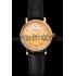 Patek Philippe Calatrava Gold Dial Dimond Hour Marks Double Ribbed Bezel Gold Case Black Leather Strap