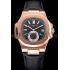 Patek Philippe Nautilus Black Dial Rose Gold Case Black Leather Strap