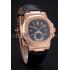 Patek Philippe Nautilus Black Dial Rose Gold Case Black Leather Strap