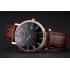 Patek Philippe Calatrava Black Dial Roman Numerals Ribbed Bezel Rose Gold Case Brown Leather Strap