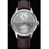 Patek Philippe Geneve Two Dial Gray Dial Stainless Steel Bezel Brown Leather Band  622147