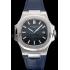 Patek Philippe Nautilus Blue Dial Brushed Stainless Steel Case Blue Leather Strap