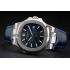 Patek Philippe Nautilus Blue Dial Brushed Stainless Steel Case Blue Leather Strap