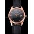 Swiss Patek Philippe Calatrava Black Dial Rose Gold Case Black Leather Strap