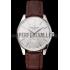 Patek Philippe Calatrava Date Silver Dial Stainless Steel Case Brown Leather Strap