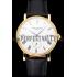 Swiss Patek Philippe Calatrava White Dial Gold Case Fluted Bezel Black Leather Strap Replica