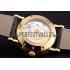 Swiss Patek Philippe Calatrava White Dial Gold Case Fluted Bezel Black Leather Strap Replica