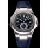 Replica Patek Philippe Nautilus Blue Dial Stainless Steel Case Blue Leather Strap