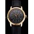 Swiss Patek Philippe Multi-Scale Chronograph Black Dial Gold Case Black Leather Strap