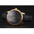 Swiss Patek Philippe Multi-Scale Chronograph Black Dial Gold Case Black Leather Strap