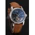 Patek Philippe Grand Complications GMT Moonphase Tourbillon Black Dial Stainless Steel Case Brown Suede Leather Strap 1453822