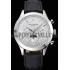 Patek Philippe Moonphase Chronograph White Dial Stainless Steel Case Black Leather Strap  622841