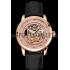 Swiss Piaget Altiplano Rose Gold Skeleton Dial With Diamonds Rose Gold Case Black Leather Strap