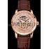 Replica Swiss Piaget Altiplano Rose Gold Skeleton Dial With Diamonds Rose Gold Case Brown Leather Strap