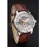 Swiss Piaget Altiplano Skeleton Dial With Diamonds Stainless Steel Case Brown Leather Strap