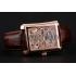 Swiss Piaget Emperador Tourbillon Skeleton Rose Gold Case Brown Leather Bracelet 1453944