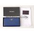 Prada Vernice Saffiano Leather Zip Around Dark Blue Wallet