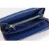 Prada Vernice Saffiano Leather Zip Around Dark Blue Wallet