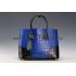 Prada Saffiano Crocodile Leather Black And Blue Bag HM00437