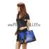 Prada Saffiano Crocodile Leather Black And Blue Bag HM00437