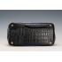 Prada Saffiano Crocodile Leather Black And Blue Bag HM00437