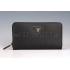 Prada Vernice Saffiano Leather Zip Around Black Wallet