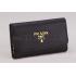 Prada Continental Leather Key Holder Black