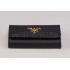 Prada Continental Leather Key Holder Black