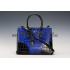 Prada Saffiano Crocodile Leather Black And Blue Bag