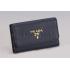 Prada Continental Leather Key Holder Dark Blue