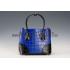 Prada Saffiano Crocodile Leather Black And Blue Small Bag Replica