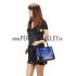 Prada Saffiano Crocodile Leather Black And Blue Small Bag Replica