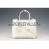 Prada Double Tote Ostrich Leather Bag White