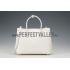 Prada Double Tote Ostrich Leather Bag White