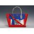 Prada Front Pocket Red - Blue & Python Handles Tote 18926816