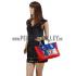 Prada Front Pocket Red - Blue & Python Handles Tote 18926816