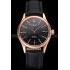 Swiss Rolex Cellini Black Dial Rose Gold Markings Rose Gold Case Black Leather Strap Replica