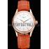 Swiss Rolex Cellini White Dial Rose Gold Case Brown Leather Strap