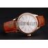 Swiss Rolex Cellini White Dial Rose Gold Case Brown Leather Strap