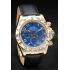 Replica Rolex Daytona Gold Case Blue Dial Black Leather Strap