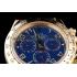 Replica Rolex Daytona Gold Case Blue Dial Black Leather Strap