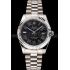 Replica Swiss Rolex Datejust Black Dial Roman Numerals Stainless Steel Case And Bracelet