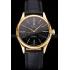 Swiss Rolex Cellini Black Dial Roman Numerals Gold Case Black Leather Strap Replica