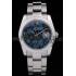 Rolex Datejust Polished Stainless Steel Dark Blue Flowers Dial Diamond Plated