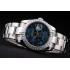 Rolex Datejust Polished Stainless Steel Dark Blue Flowers Dial Diamond Plated